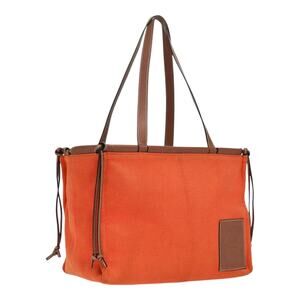 LOEWE Anagram Tote Bag Canvas Leather Orange Brown